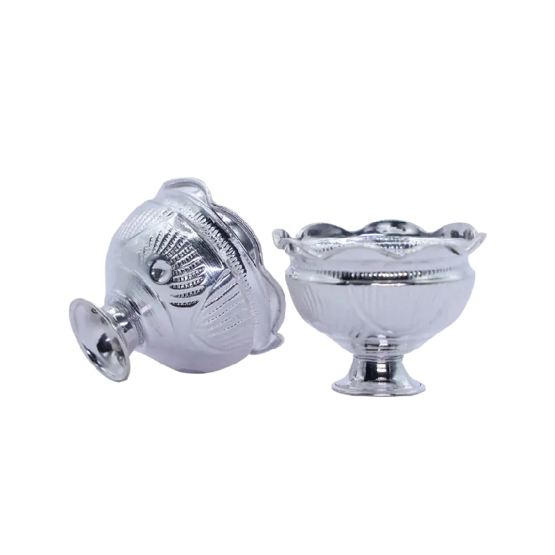 Silver urli bowl pair with a fish-shaped lid