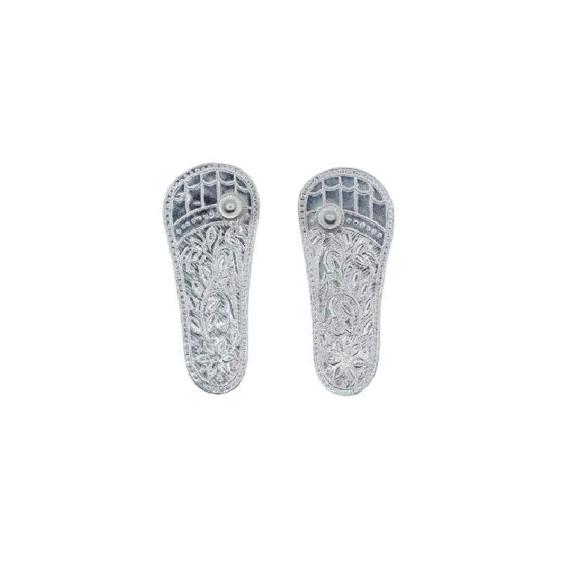 Pair of engraved silver paduka, holy footwear