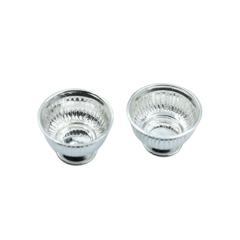 Pair of small fluted silver katoris